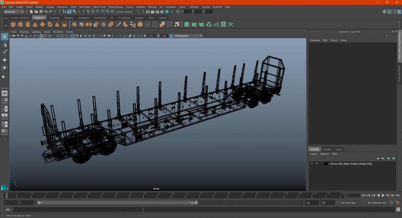 3D Rnoos 644 Stake Wagon Empty New