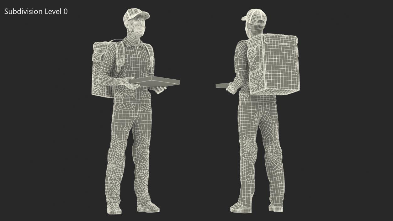 Delivery Man with Pizza Box 3D