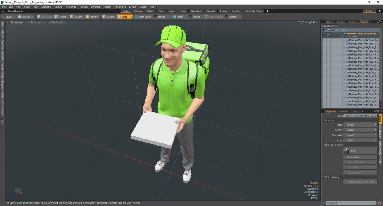 Delivery Man with Pizza Box 3D