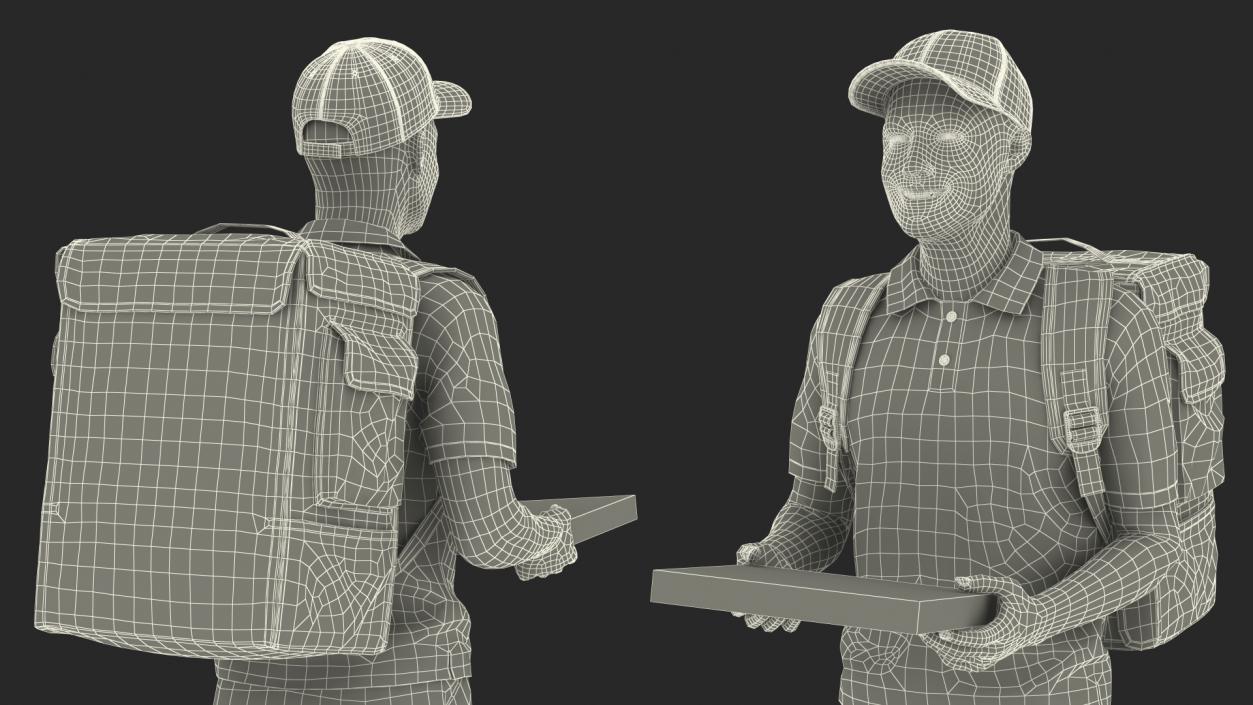 Delivery Man with Pizza Box 3D