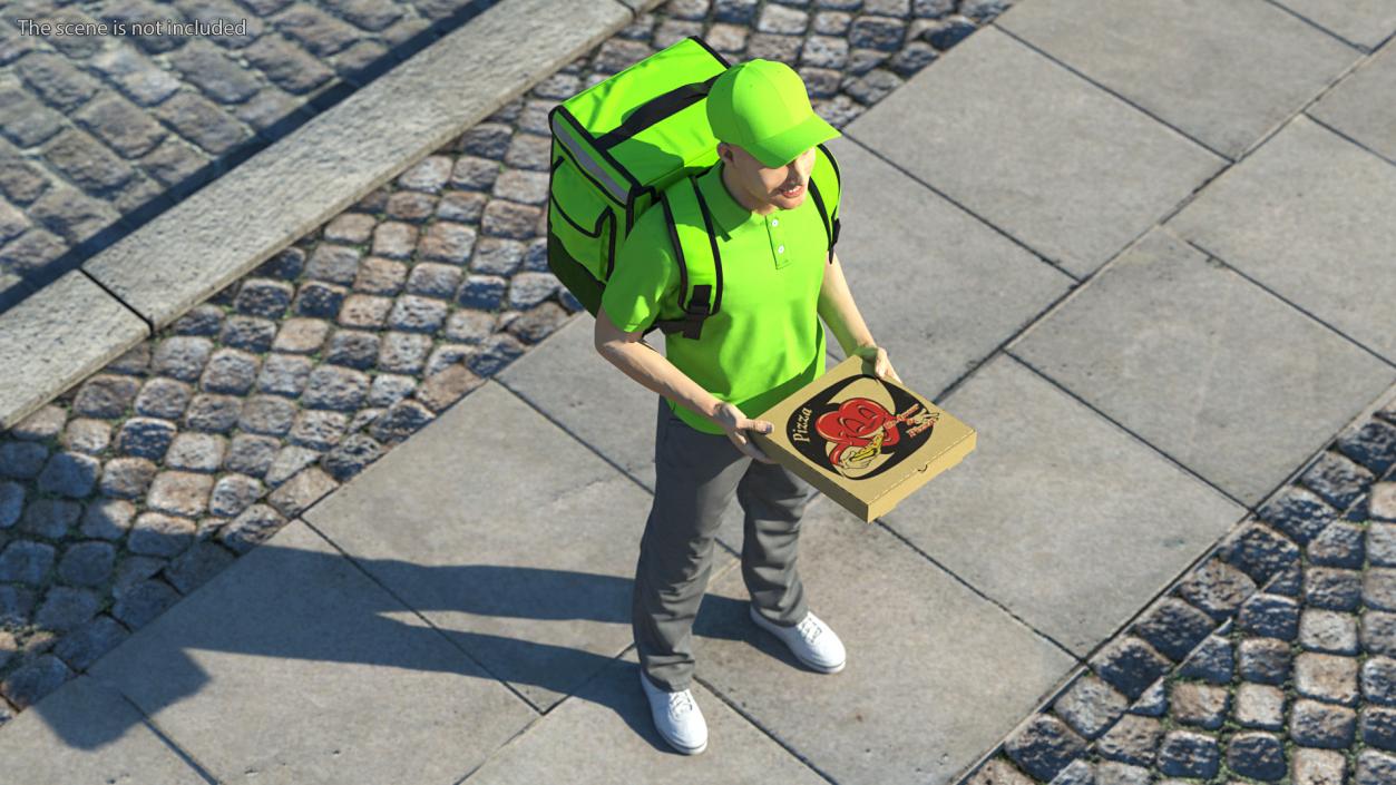 Delivery Man with Pizza Box 3D