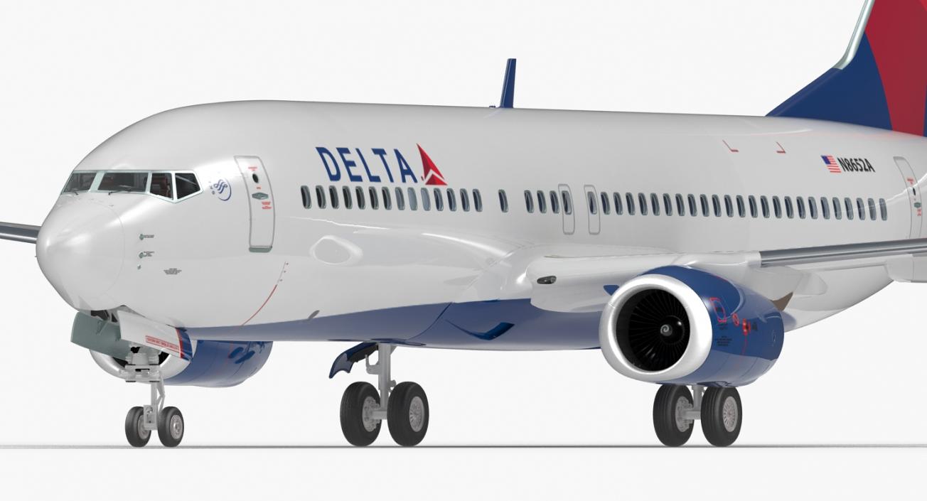 3D model Boeing 737 800 with Interior Delta Air Lines Rigged for Cinema 4D