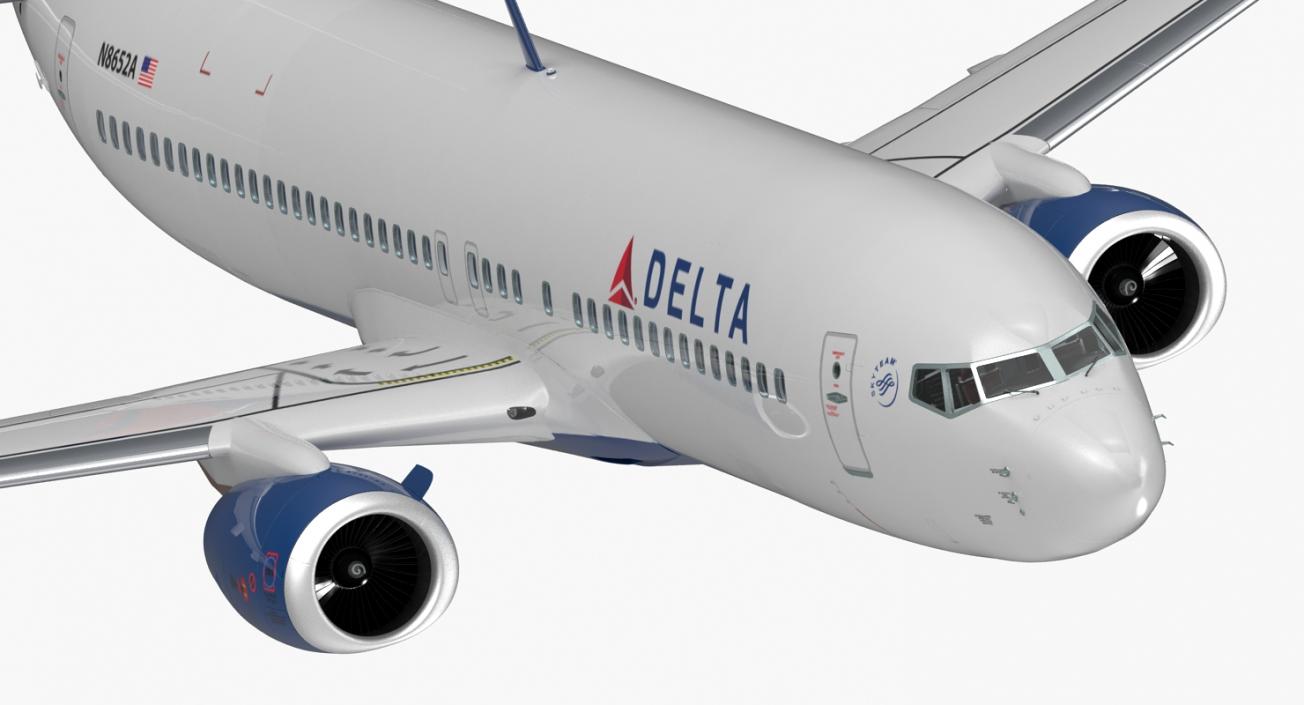 3D model Boeing 737 800 with Interior Delta Air Lines Rigged for Cinema 4D