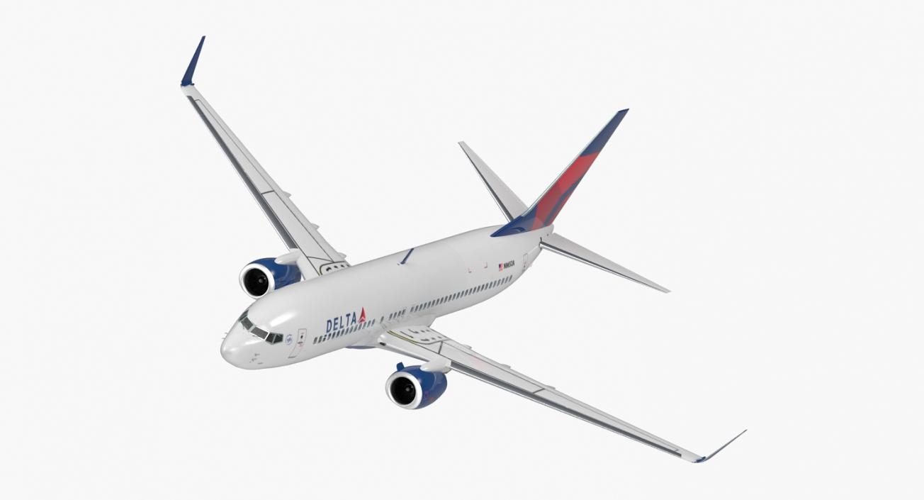 3D model Boeing 737 800 with Interior Delta Air Lines Rigged for Cinema 4D