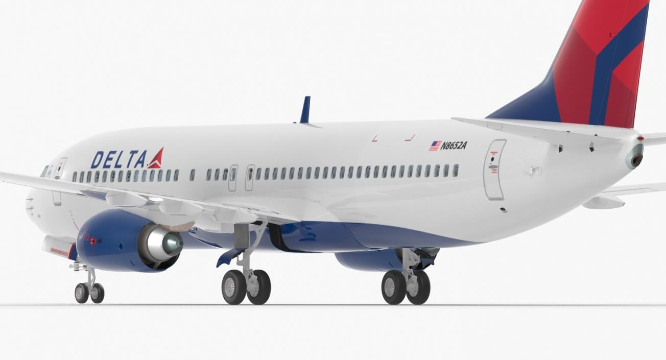 3D model Boeing 737 800 with Interior Delta Air Lines Rigged for Cinema 4D