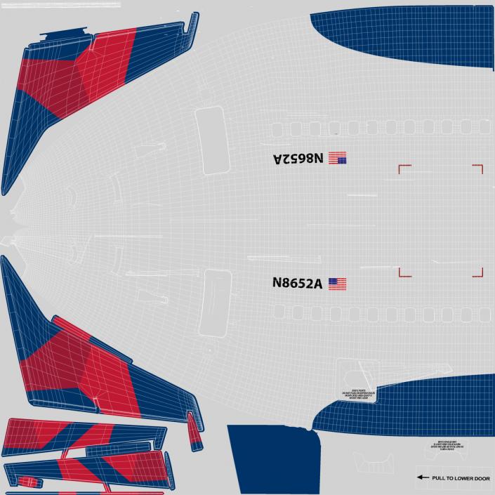 3D model Boeing 737 800 with Interior Delta Air Lines Rigged for Cinema 4D