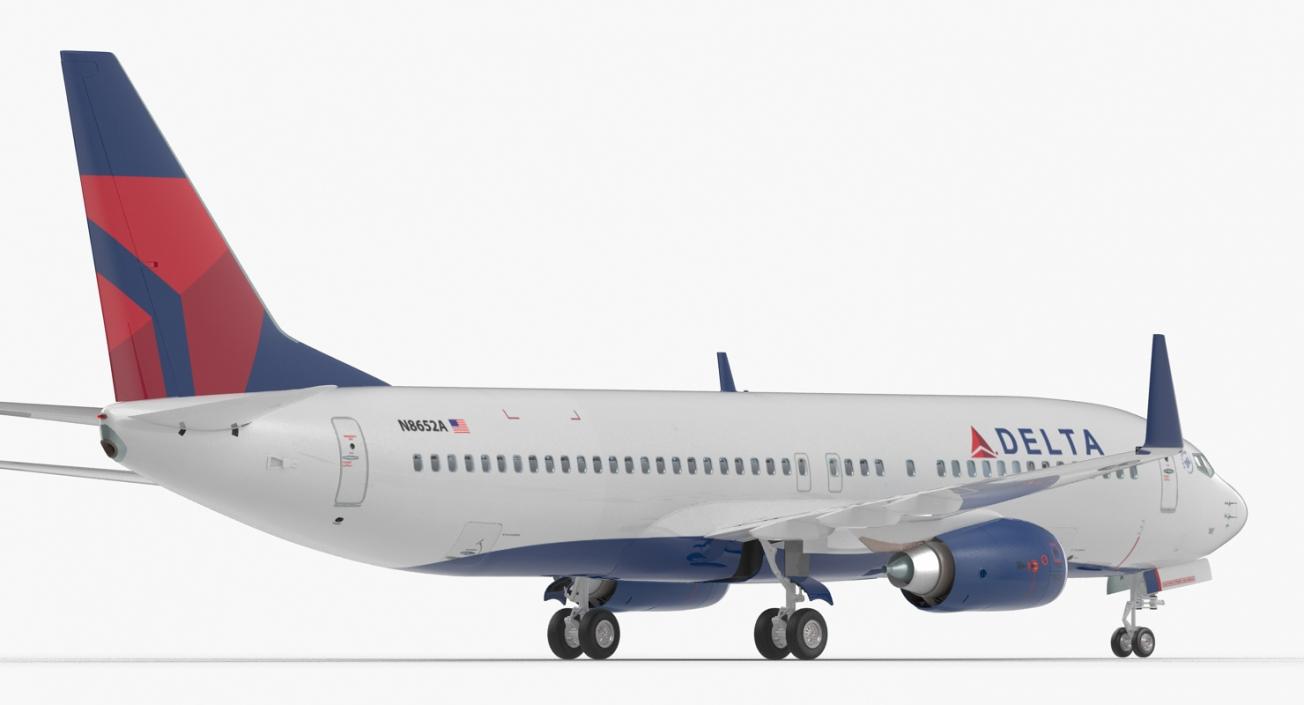 3D model Boeing 737 800 with Interior Delta Air Lines Rigged for Cinema 4D