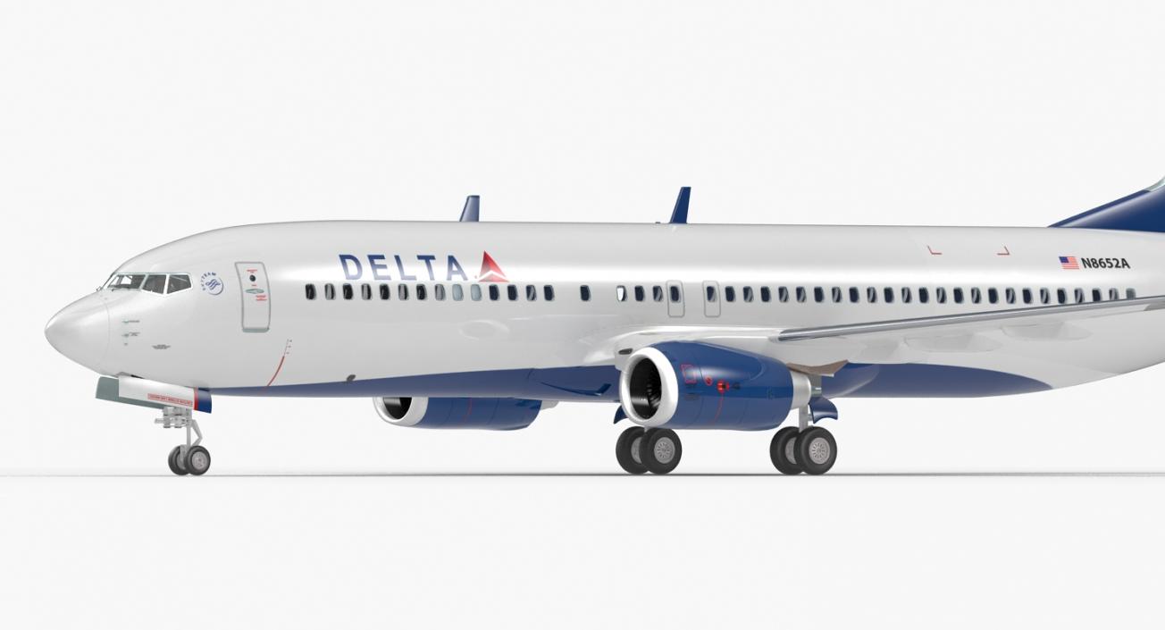 3D model Boeing 737 800 with Interior Delta Air Lines Rigged for Cinema 4D