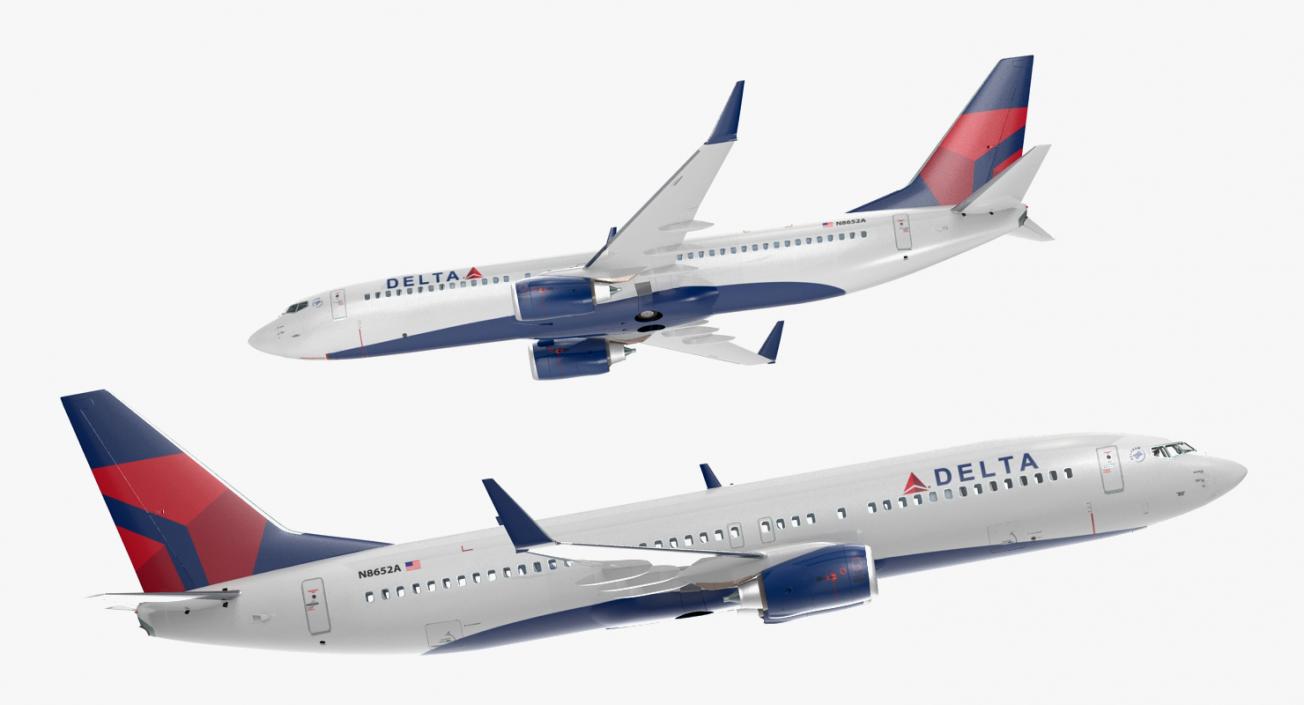 3D model Boeing 737 800 with Interior Delta Air Lines Rigged for Cinema 4D