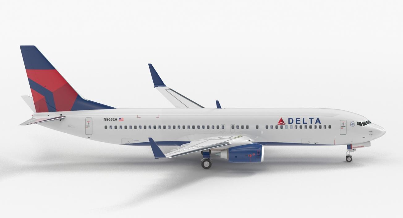 3D model Boeing 737 800 with Interior Delta Air Lines Rigged for Cinema 4D