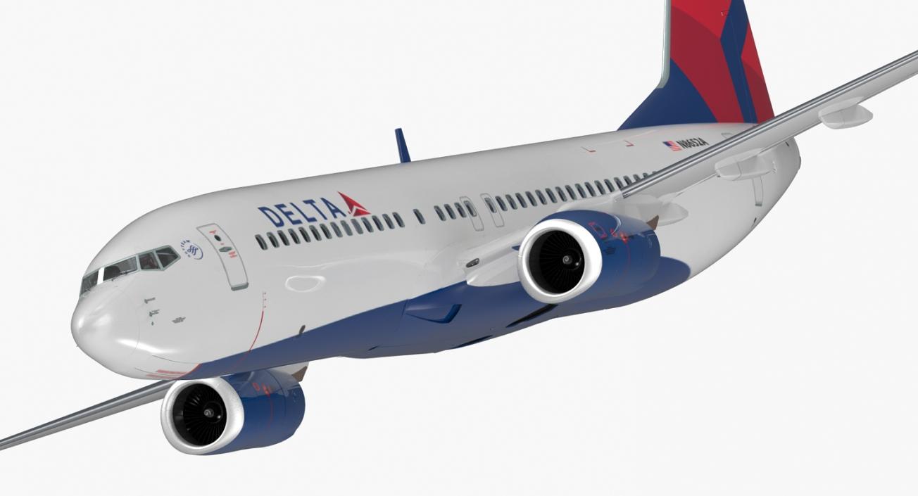 3D model Boeing 737 800 with Interior Delta Air Lines Rigged for Cinema 4D