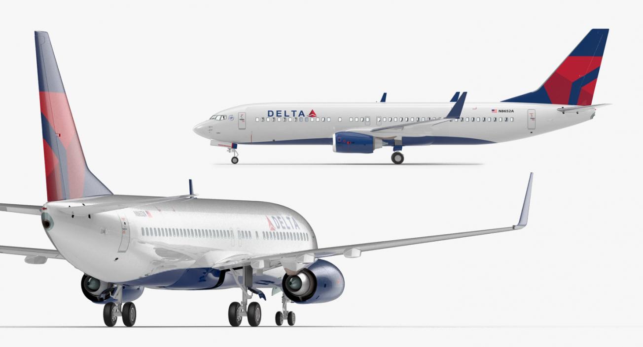 3D model Boeing 737 800 with Interior Delta Air Lines Rigged for Cinema 4D