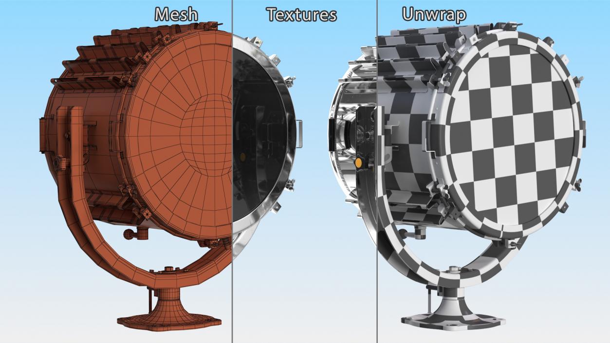 3D High Power Marine Suez Canal Searchlight Chrom