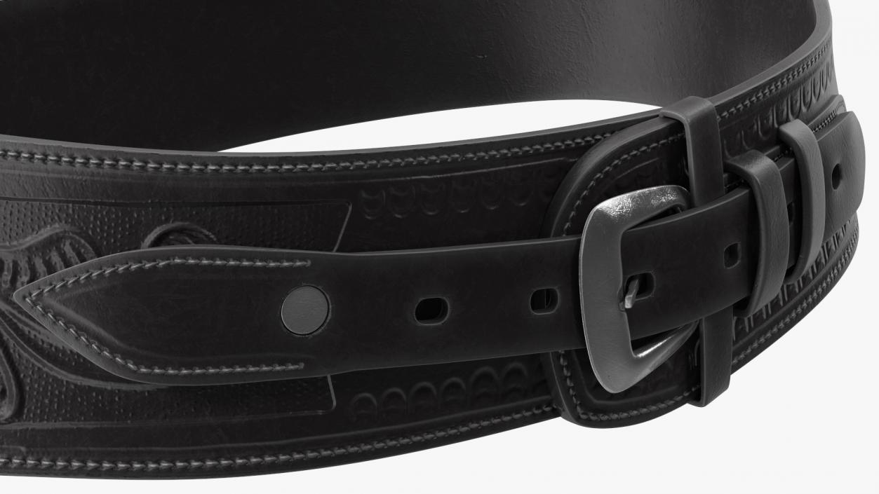 3D Western Gun Belt with Holster Leather Black model