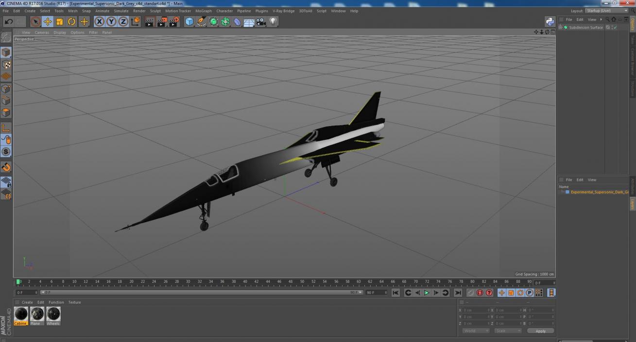 3D Experimental Supersonic Dark Grey model