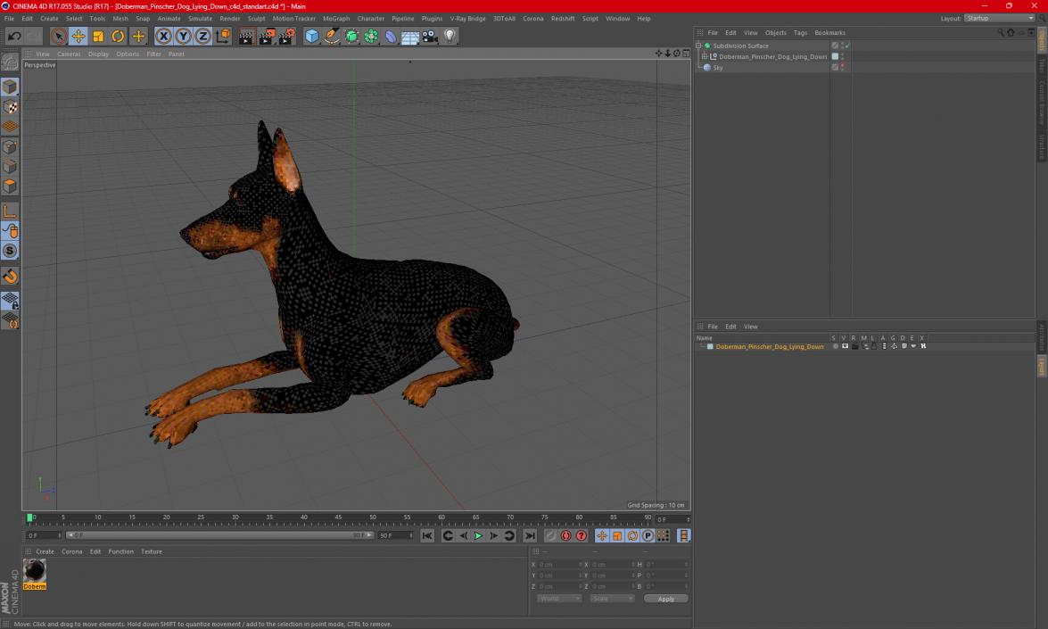 Doberman Pinscher Dog Lying Down 2 3D model