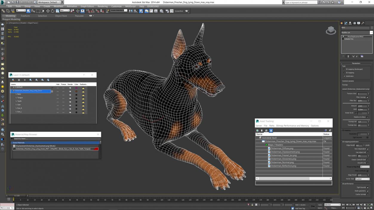 Doberman Pinscher Dog Lying Down 2 3D model