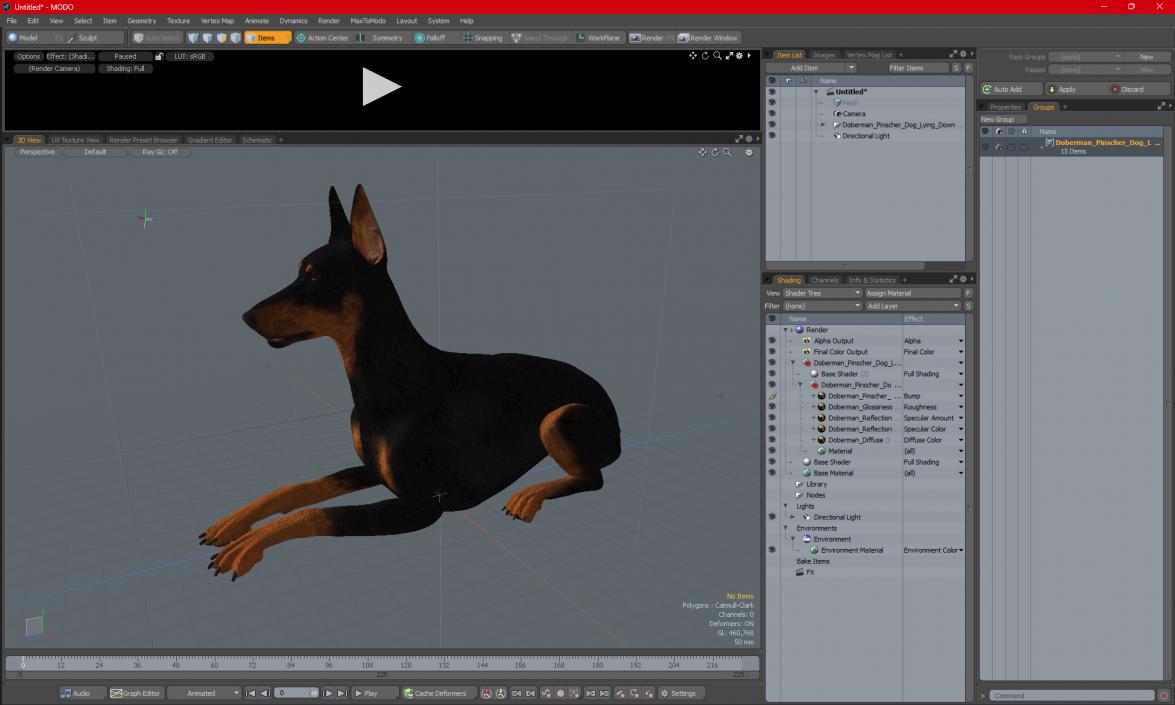 Doberman Pinscher Dog Lying Down 2 3D model