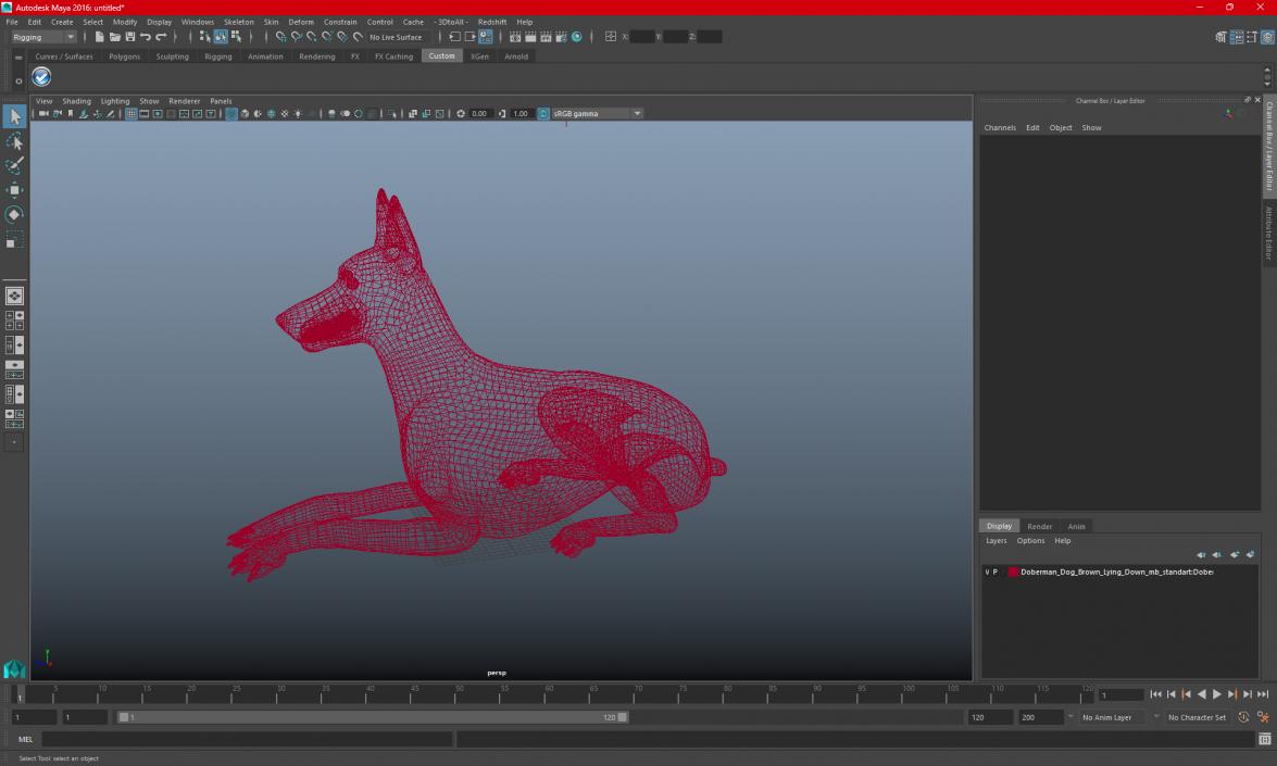 Doberman Pinscher Dog Lying Down 2 3D model