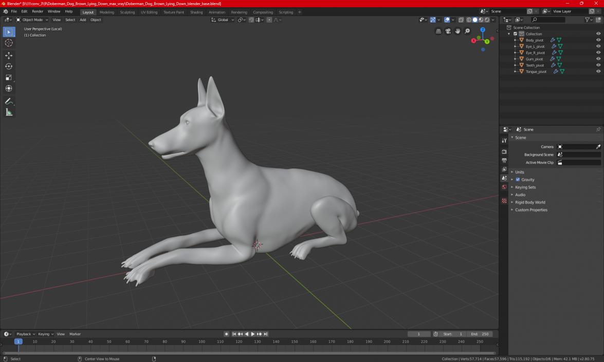 Doberman Pinscher Dog Lying Down 2 3D model