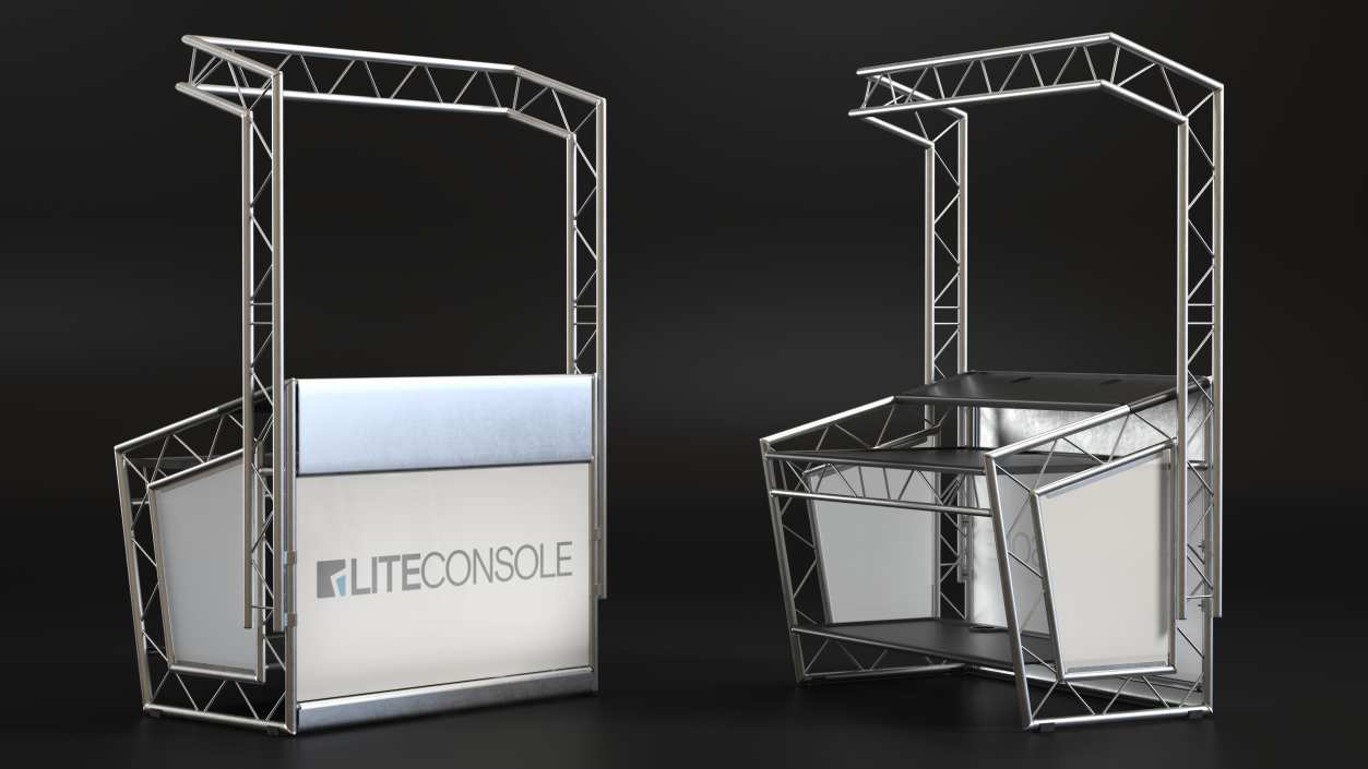 3D Lite Console Silver Mobile DJ Stand Booth Desk