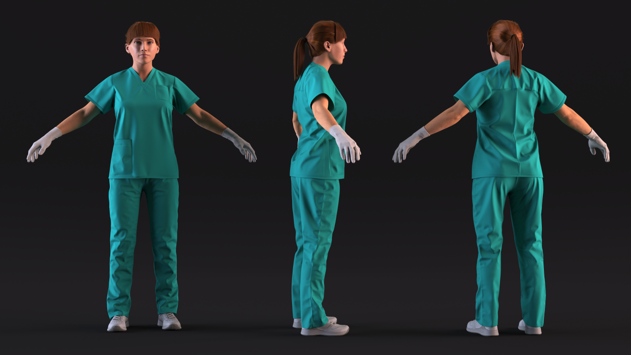 Female Doctor Character Fur 3D