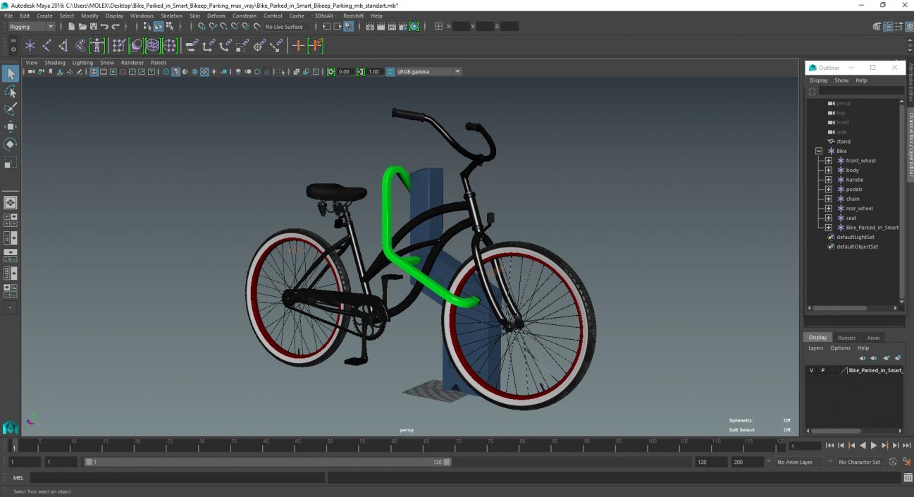 3D model Bike Parked in Smart Bikeep Parking