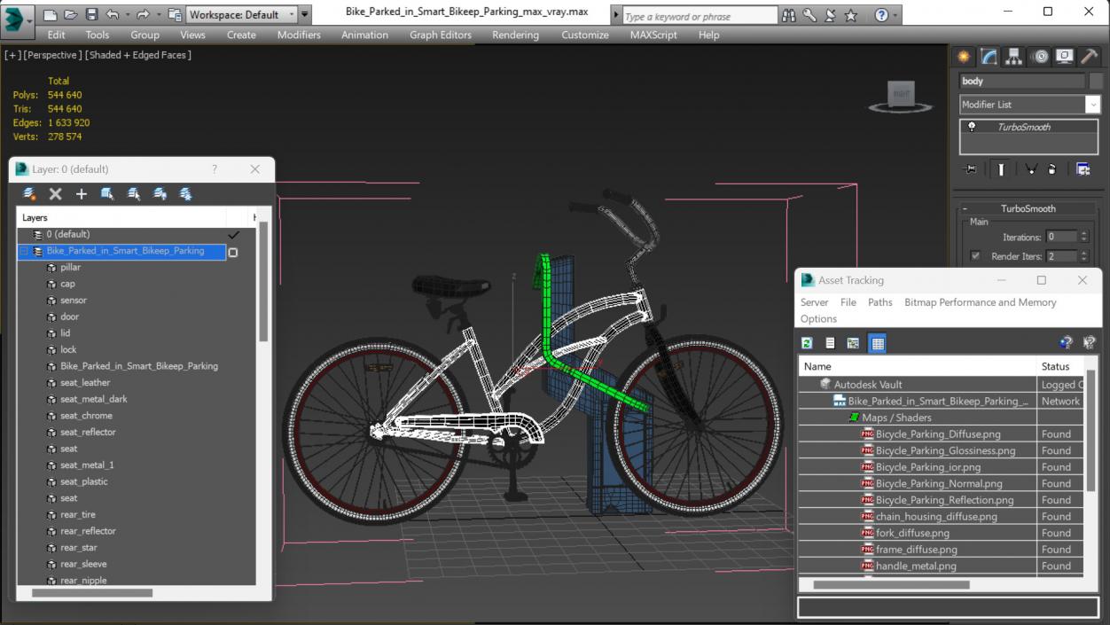 3D model Bike Parked in Smart Bikeep Parking