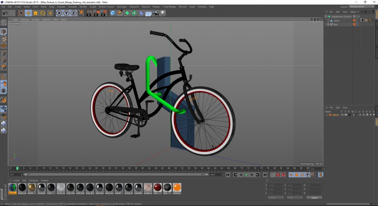 3D model Bike Parked in Smart Bikeep Parking