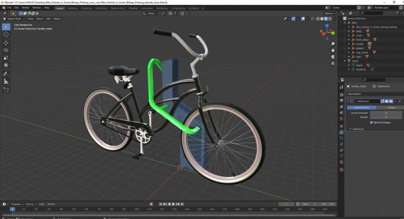 3D model Bike Parked in Smart Bikeep Parking