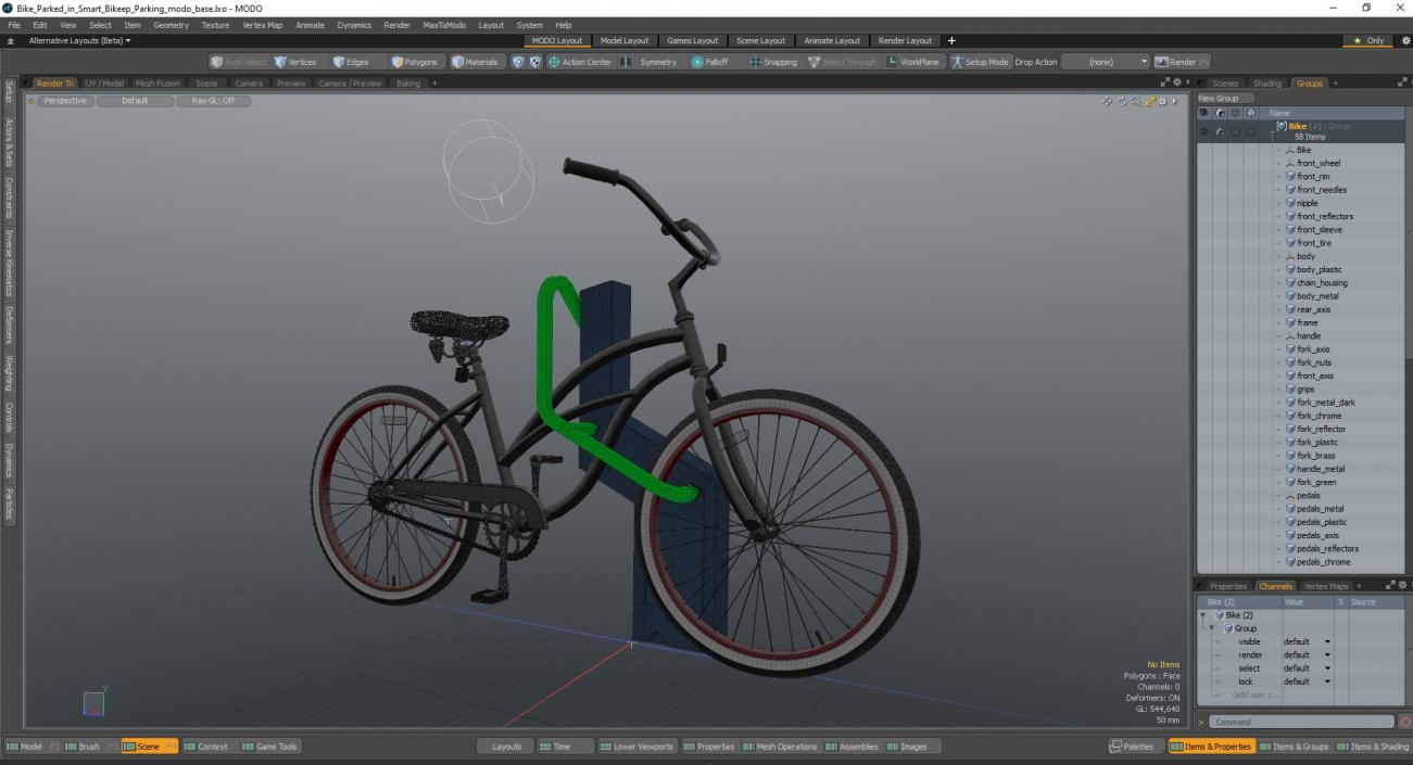 3D model Bike Parked in Smart Bikeep Parking