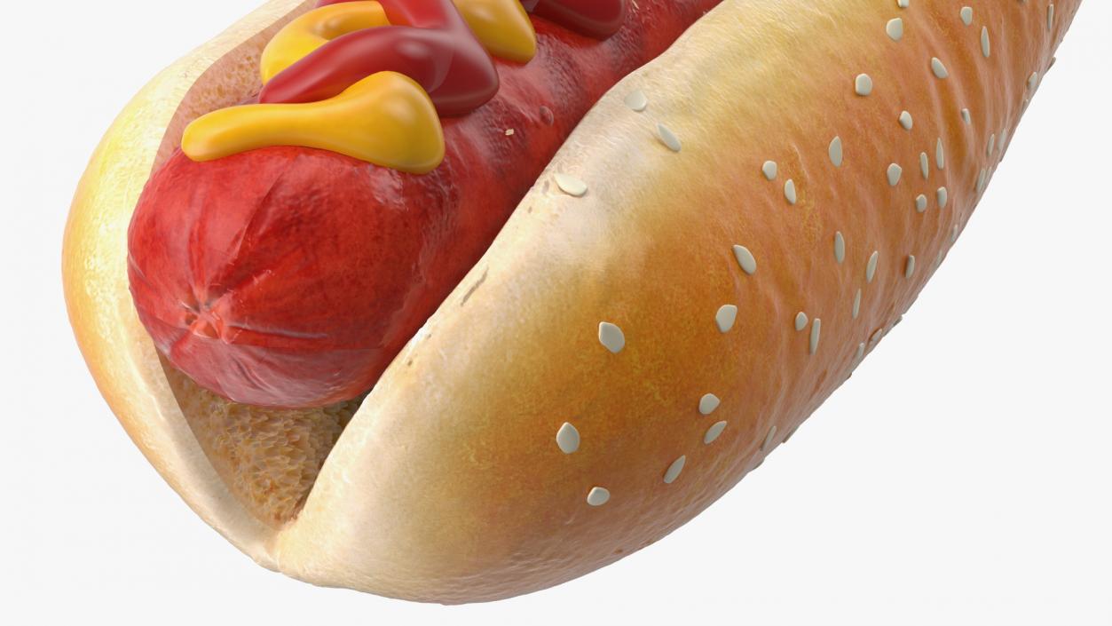 3D model Hot Dog with Ketchup Mustard Zigzag