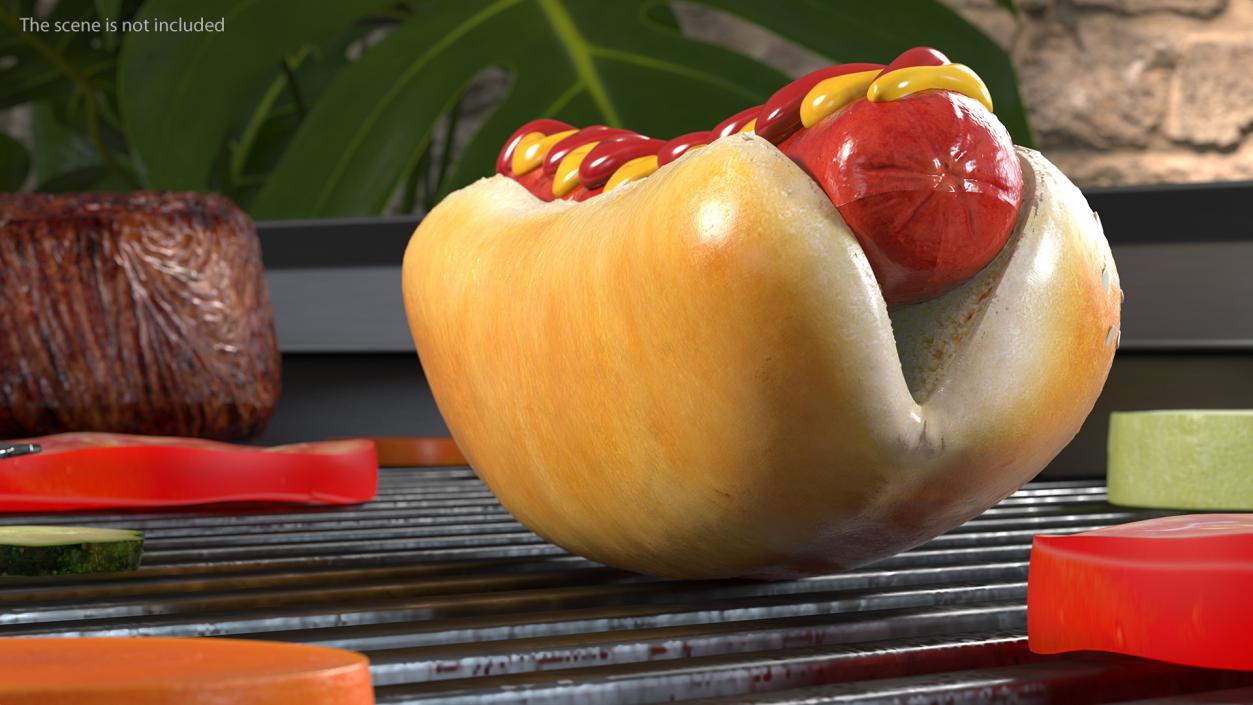 3D model Hot Dog with Ketchup Mustard Zigzag