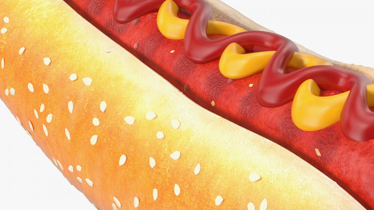 3D model Hot Dog with Ketchup Mustard Zigzag