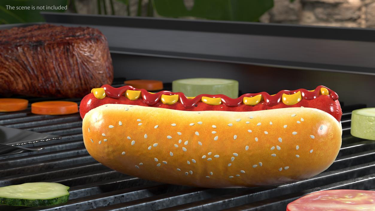 3D model Hot Dog with Ketchup Mustard Zigzag