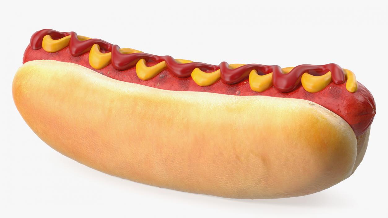 3D model Hot Dog with Ketchup Mustard Zigzag