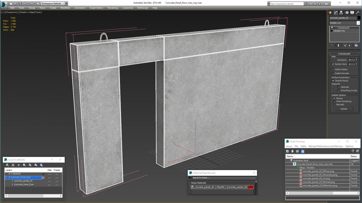 Concrete Panel Door 3D model