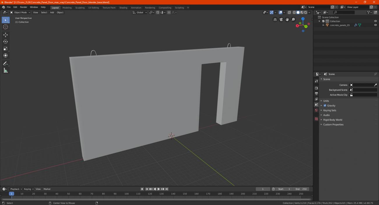 Concrete Panel Door 3D model