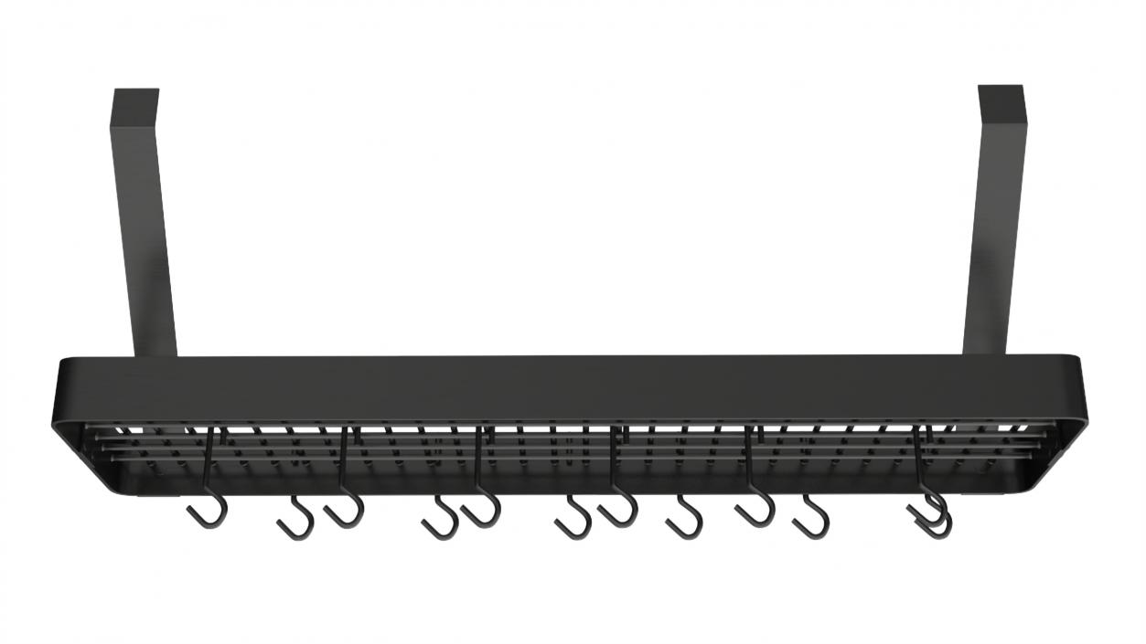 Square Grid Wall Mount Pot Rack Black 3D