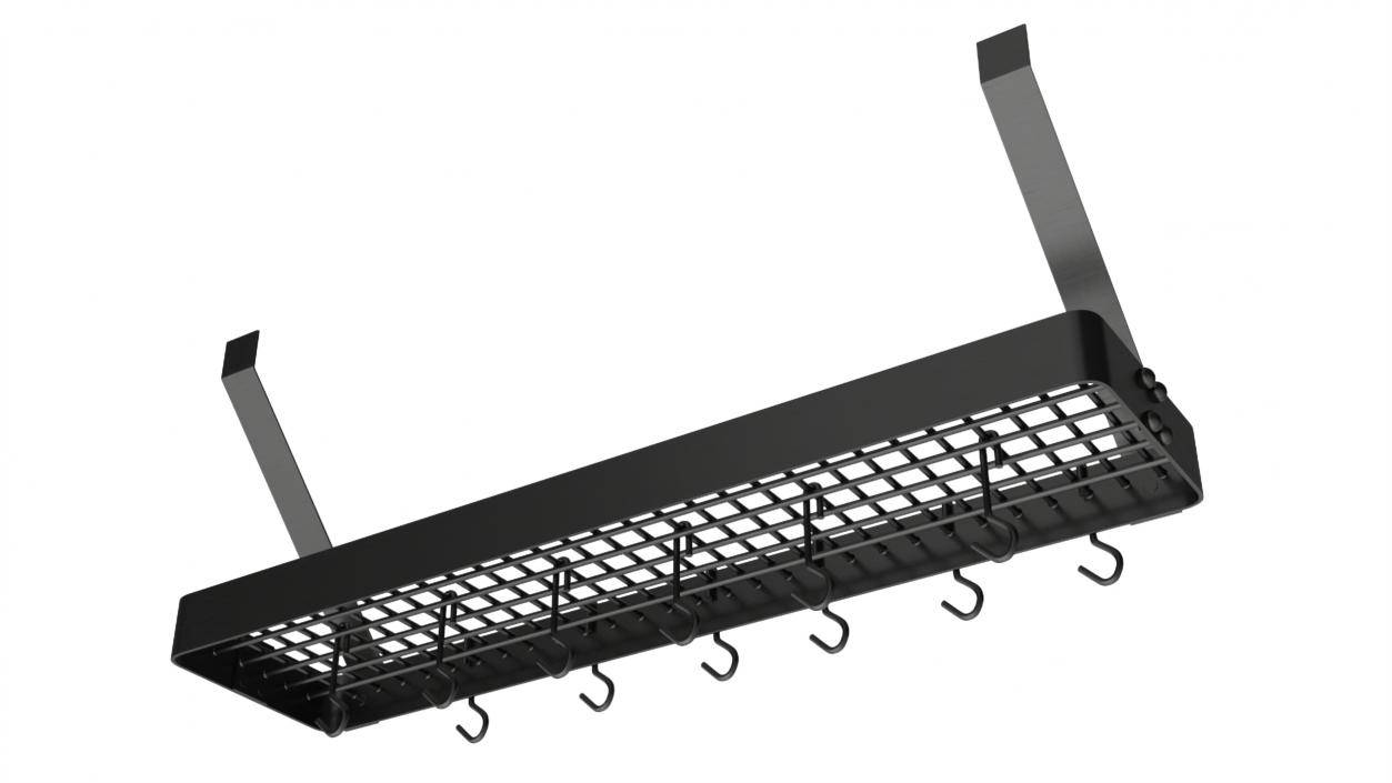 Square Grid Wall Mount Pot Rack Black 3D