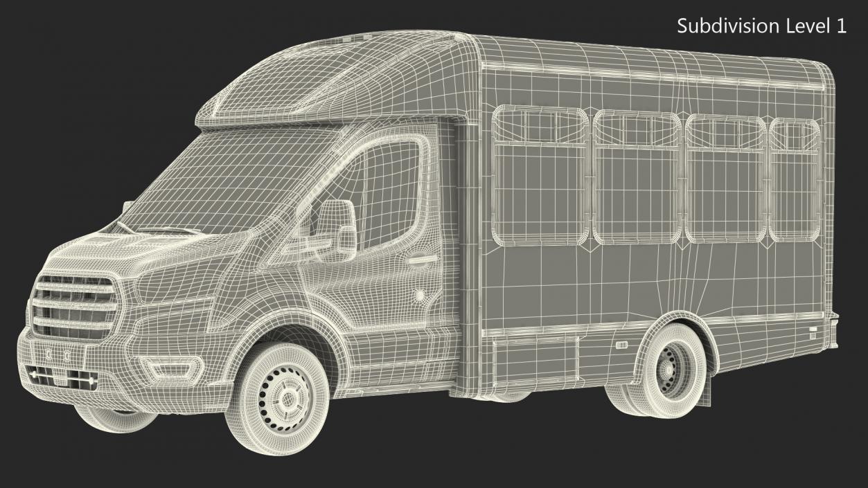 Passenger Shuttle Bus Rigged for Cinema 4D 3D