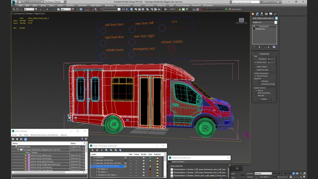 Passenger Shuttle Bus Rigged for Cinema 4D 3D