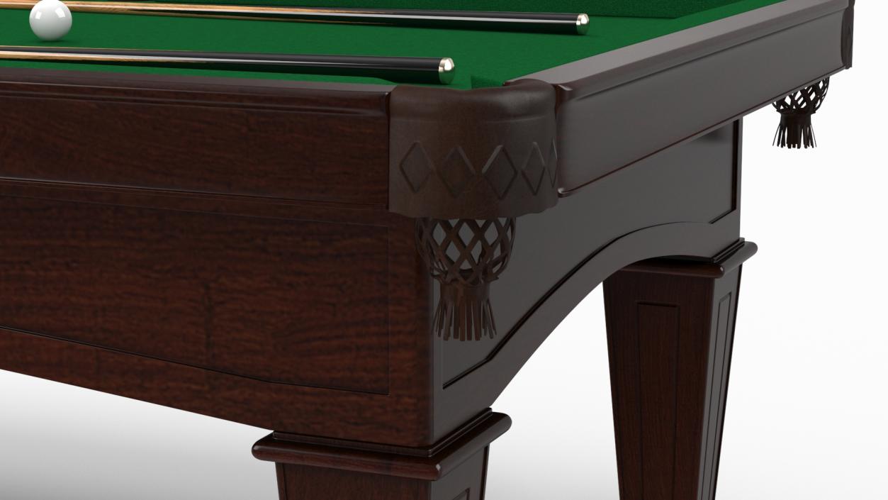 Billiard Table with Cues and Ball Set 3D