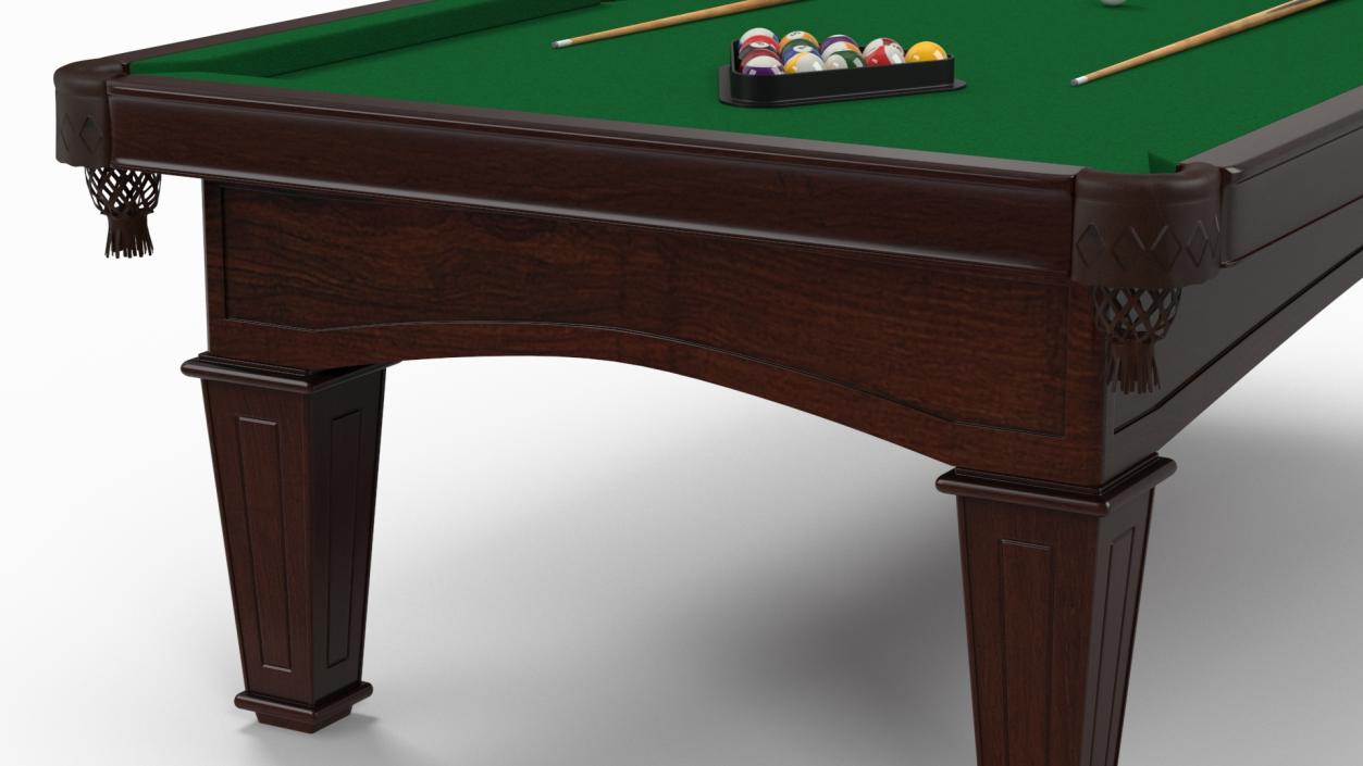 Billiard Table with Cues and Ball Set 3D