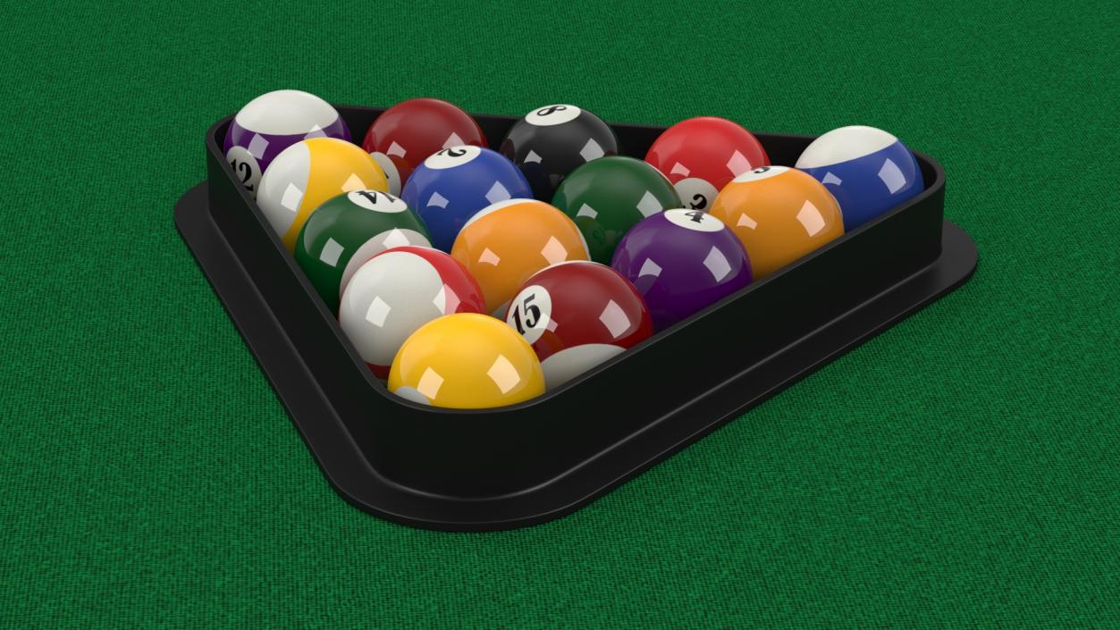 Billiard Table with Cues and Ball Set 3D