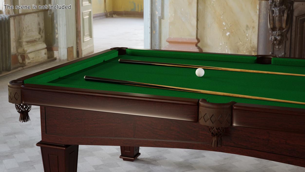 Billiard Table with Cues and Ball Set 3D