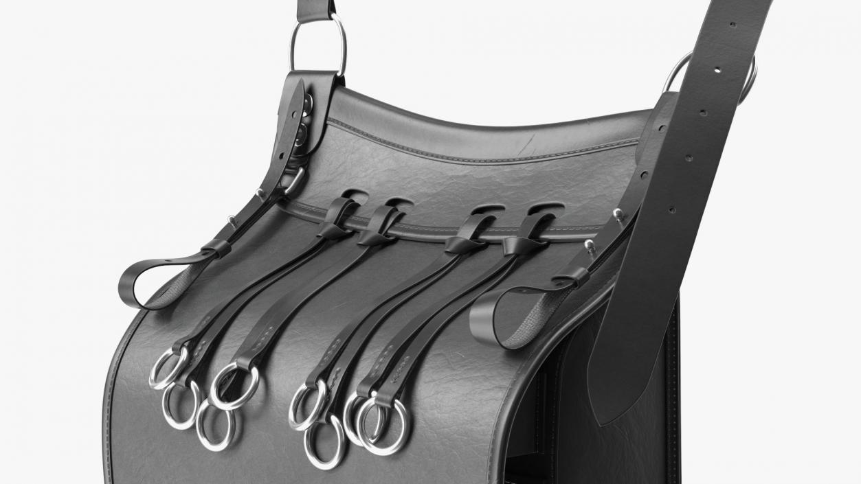 Black Leather Hunting Shoulder Bag 3D model