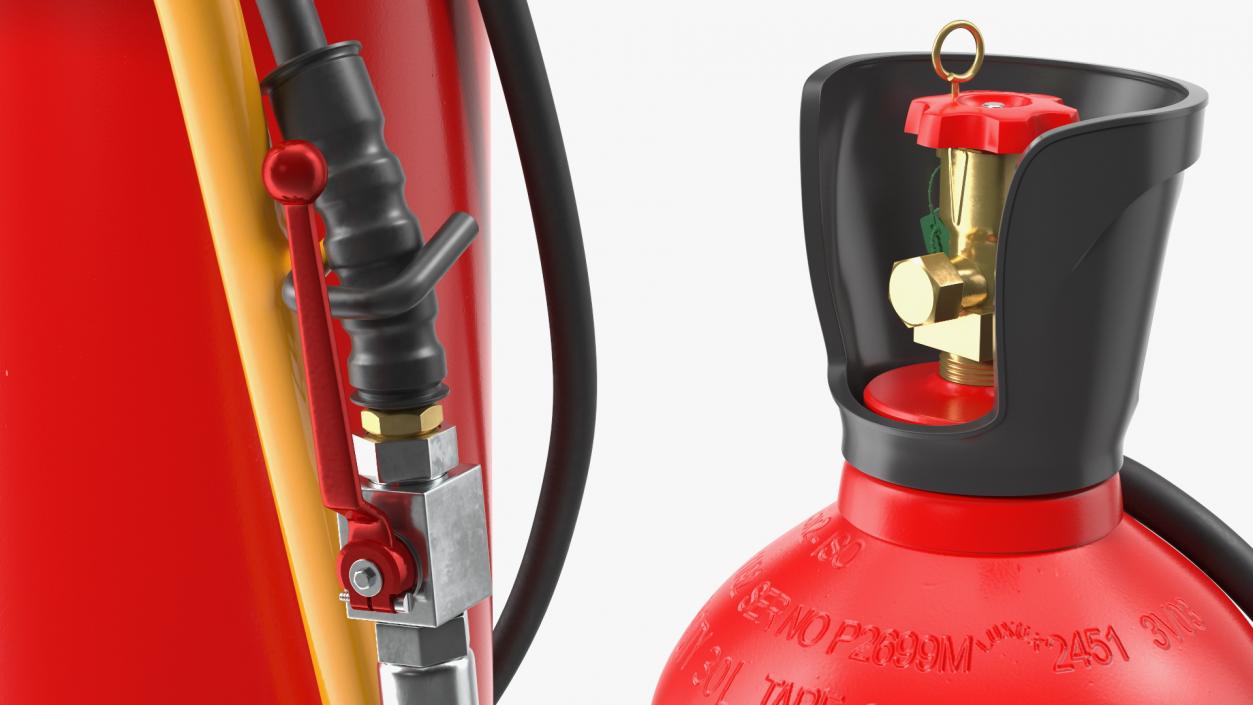 Trolley Mounted Fire Extinguisher 30Kg CO2 3D