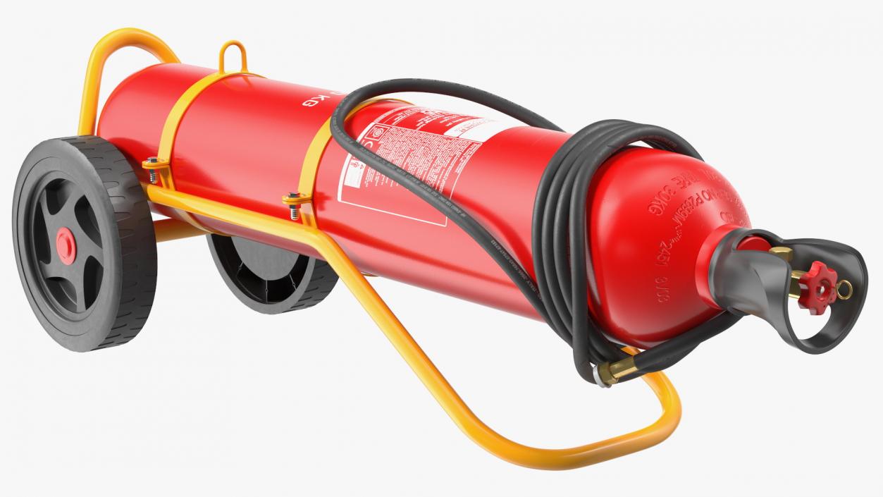 Trolley Mounted Fire Extinguisher 30Kg CO2 3D