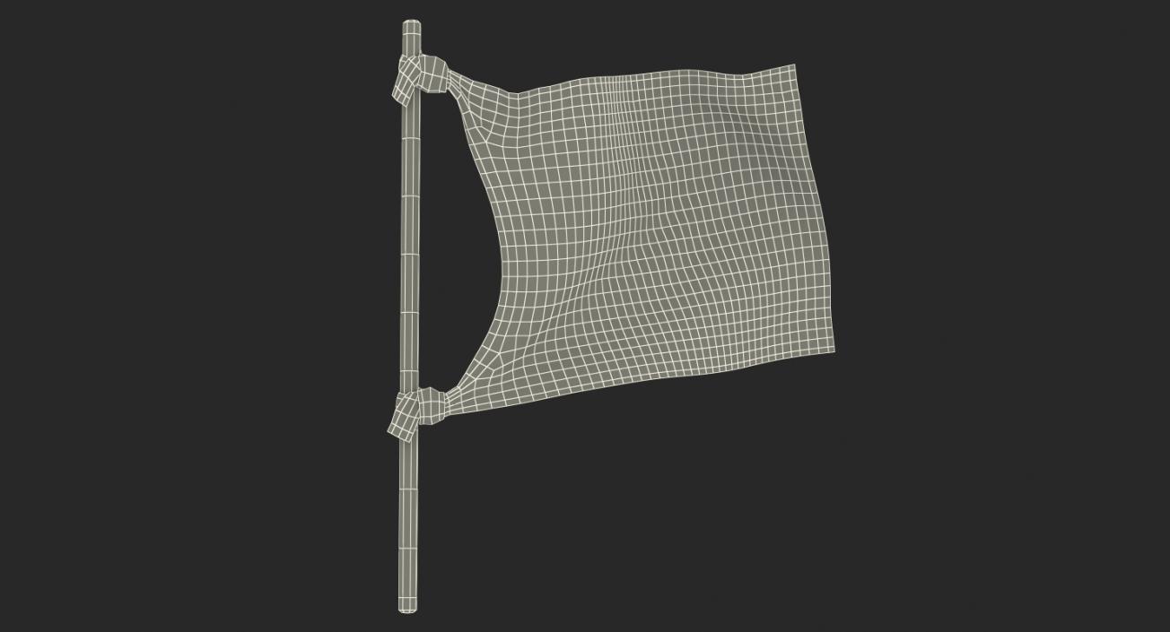 3D model Old Black Flag on Wooden Stick